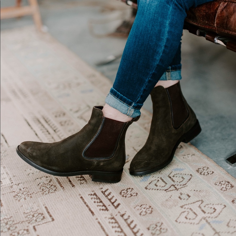 THURSDAY BOOTS Dark Olive Suede “Duchess”